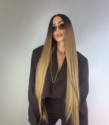 długa prosta peruka lacefront ciemny blond