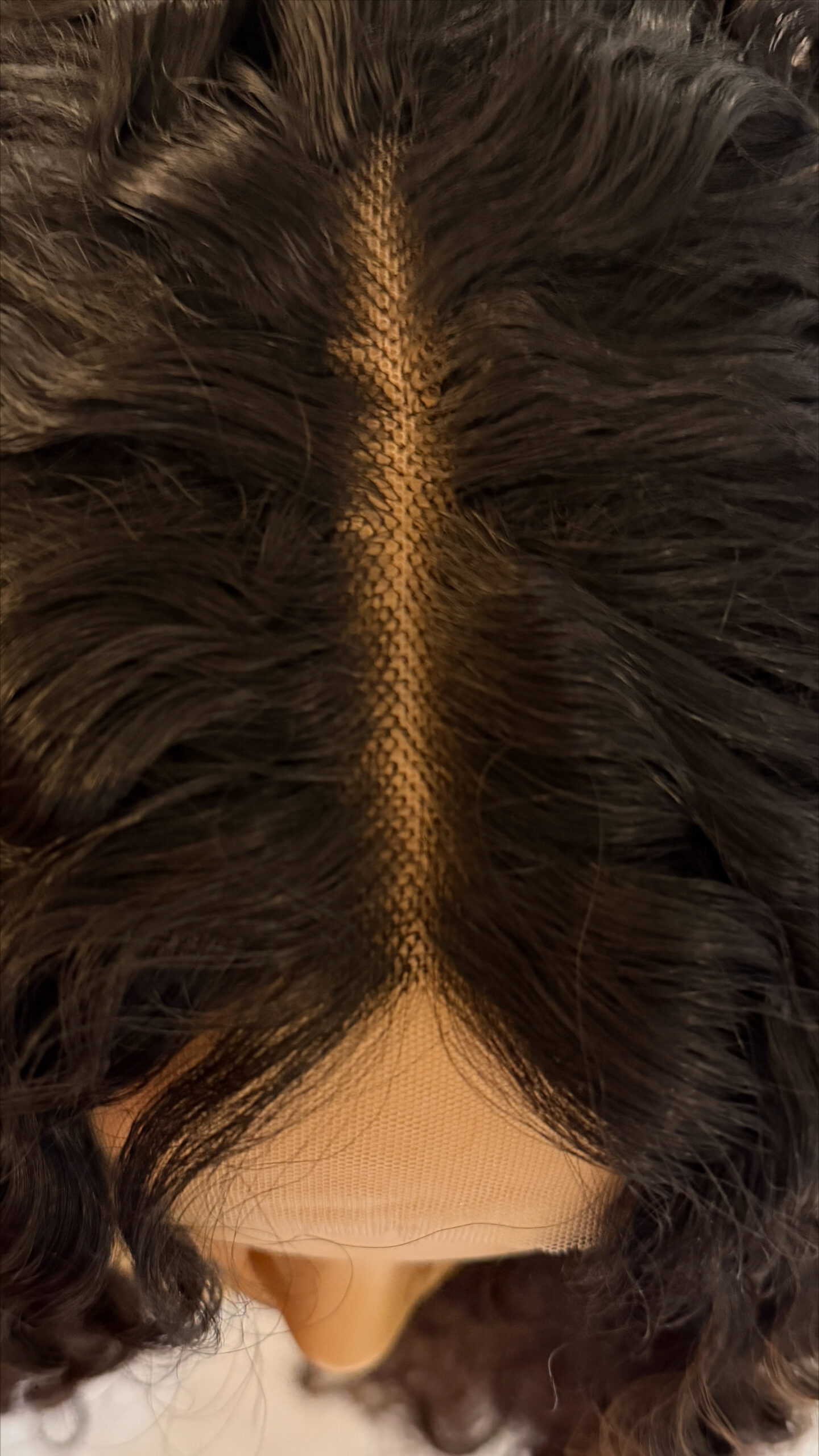 kręcona peruka ciemny brąz