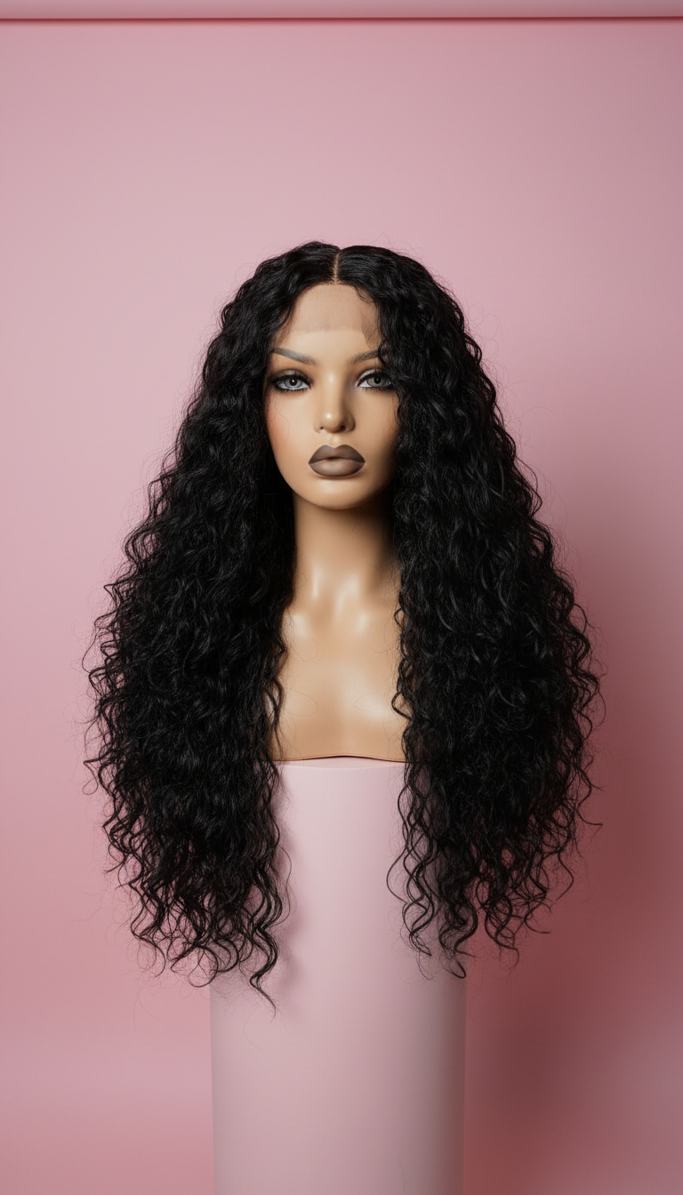 czarna peruka mocny skręt