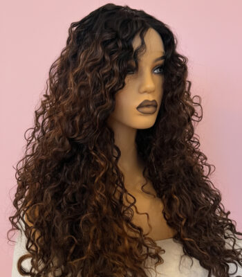 kręcona peruka ciemny brąz