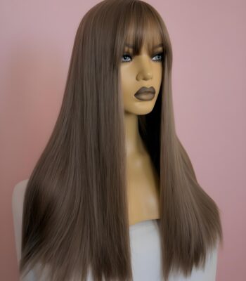 Prosta Peruka z Grzywką Jasny Brąz